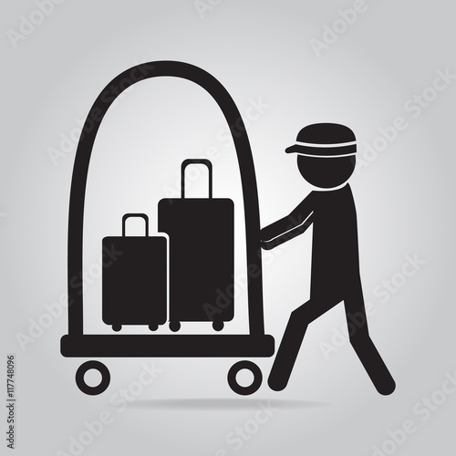 Man with luggage and cart icon