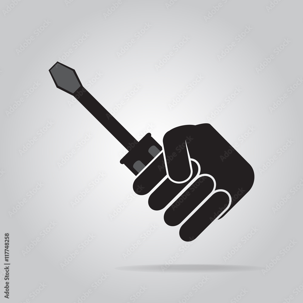 Hand holding with working tool icon Hand holding with working tool icon