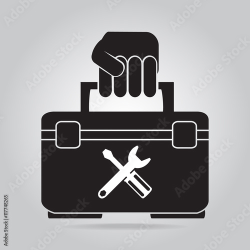 Hand holding with toolbox icon
