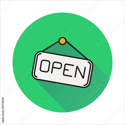open hanging door plate simple icon on circle