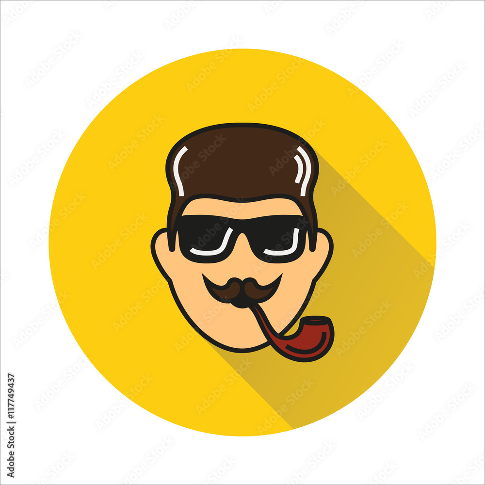 hipster with smoking pipe and sunglasses