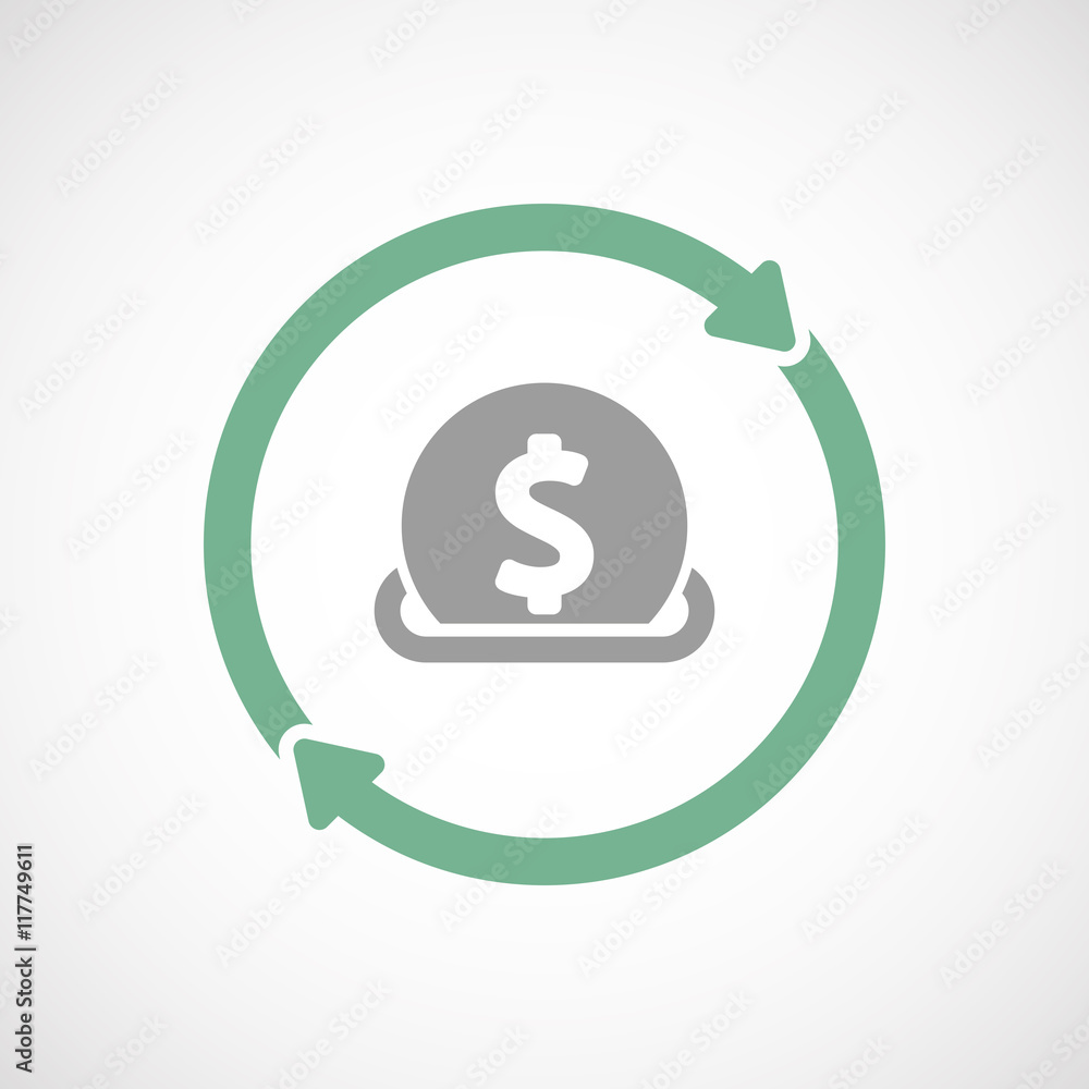 Obraz premium Isolated reuse icon with a dollar coin entering in a moneybox