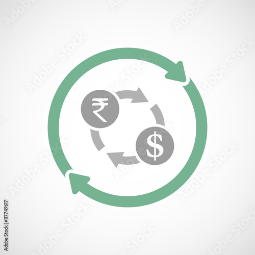 Isolated reuse icon with  a rupee and dollar exchange sign