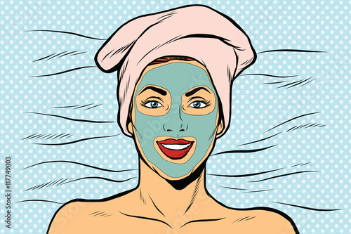 Woman with cosmetic mask on face