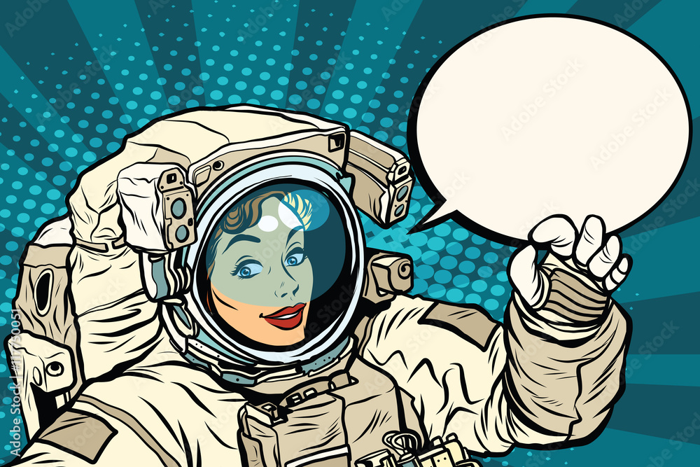 OK gesture female astronaut in a spacesuit OK gesture female astronaut in a spacesuit
