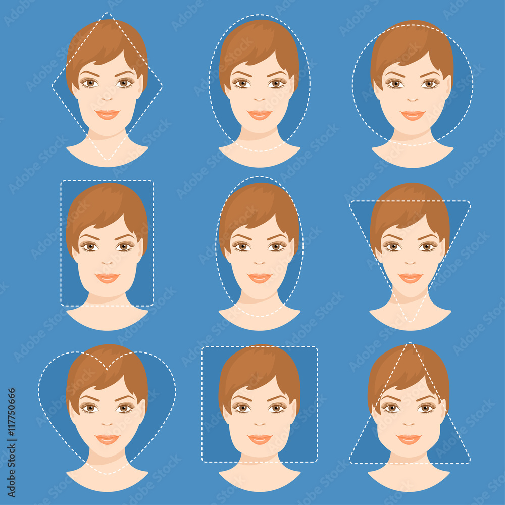 Set of different woman face shapes. 4 Set of different woman face shapes. 4