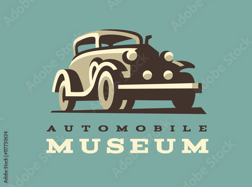 Retro car logo illustration, classic style