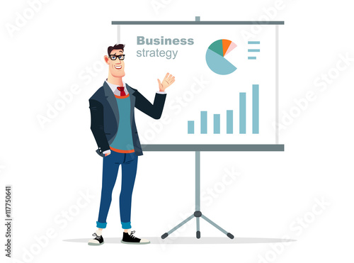 Illustration businessman presentation on white background