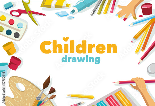 Children drawing color background, banner