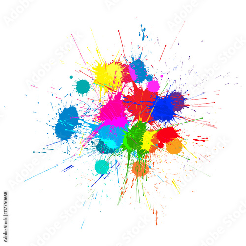 Vector Bright Ink Color Blots on the white background