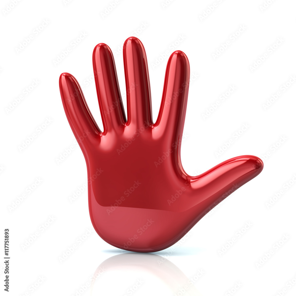 3d illustration of red hand icon 3d illustration of red hand icon