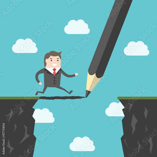 Pencil, bridge and man