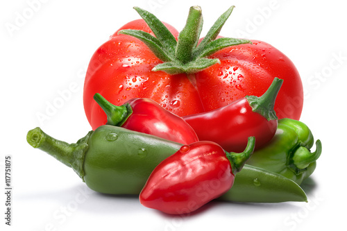 Tomatoes, habaneros, chli as design element photo
