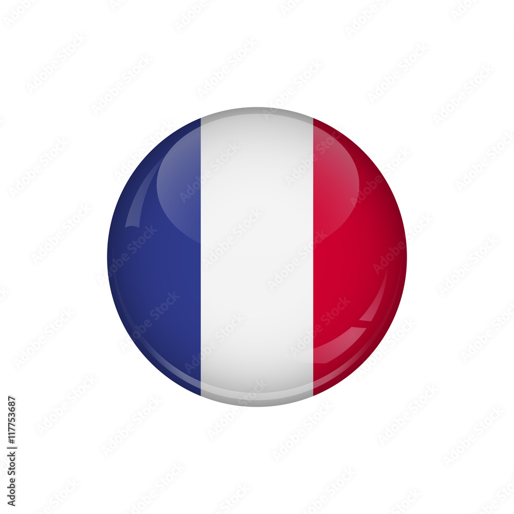 Flag of France. A round button with a glare. Round Flag emblem. Flag of France. A round button with a glare. Round Flag emblem.