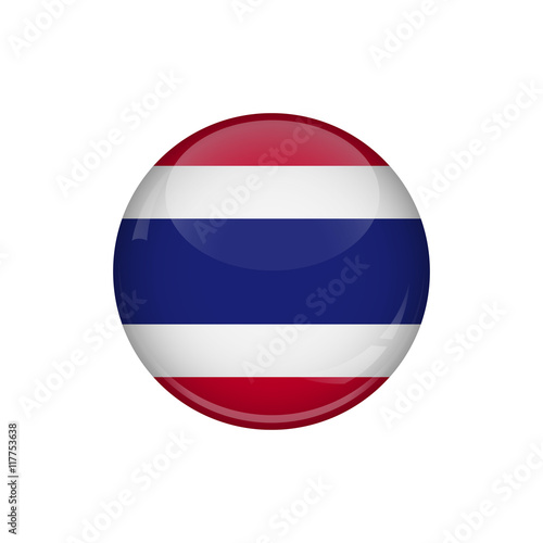 Flag of Thailand. A round button with a glare. Round Flag emblem.