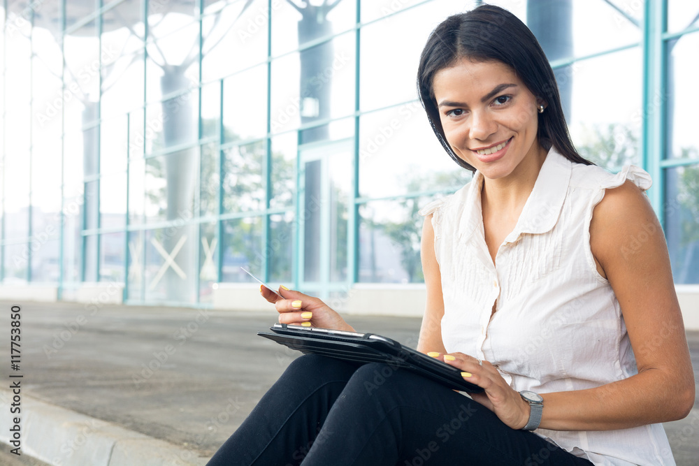 Internet shopping woman online with tablet pc and credit card Internet shopping woman online with tablet pc and credit card