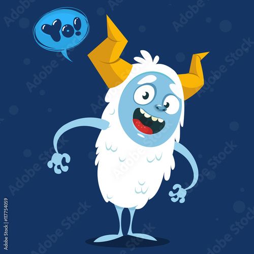 Cute cartoon monster. Vector Halloween sasquatch character 