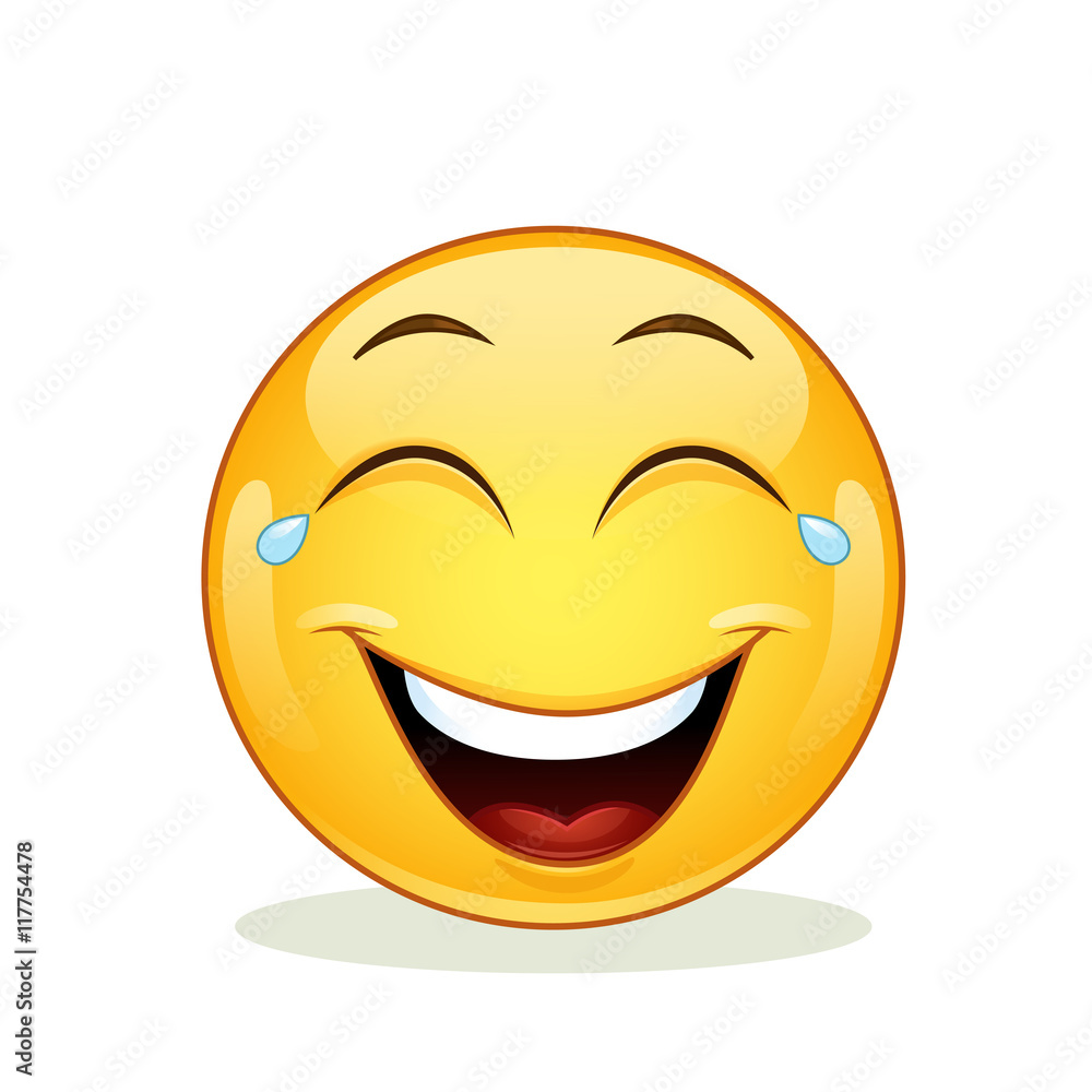 Fototapeta premium Laughing emoticon with tears of joy