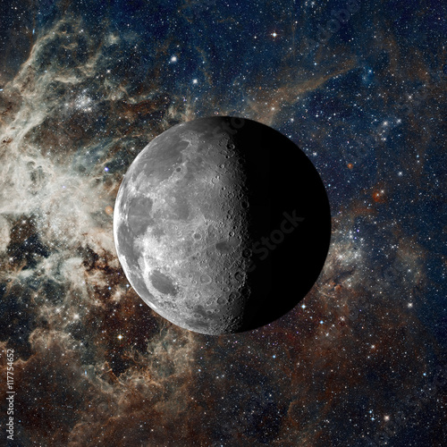 Fototapeta Naklejka Na Ścianę i Meble -  Moon on nebula background. Elements of this image furnished by NASA