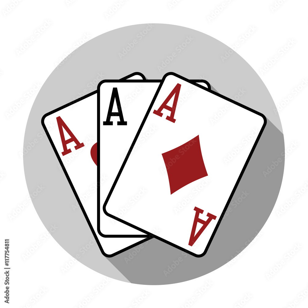 Obraz premium Flat design vector three aces playing cards icon, isolated