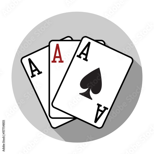 Flat design vector three aces playing cards icon, isolated