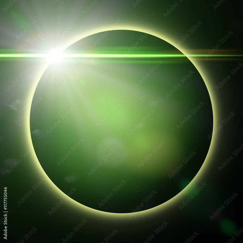 Fototapeta premium exotic planet surrounded by green light
