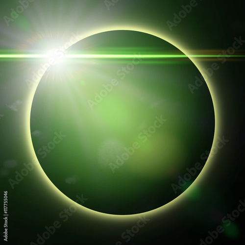 Fototapeta Naklejka Na Ścianę i Meble -  exotic planet surrounded by green light