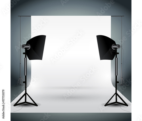 Фотостудия, фототехника, софтбокс, белый фон