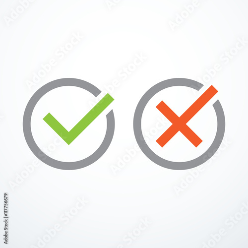 Set of tick and cross icons. Check marks.