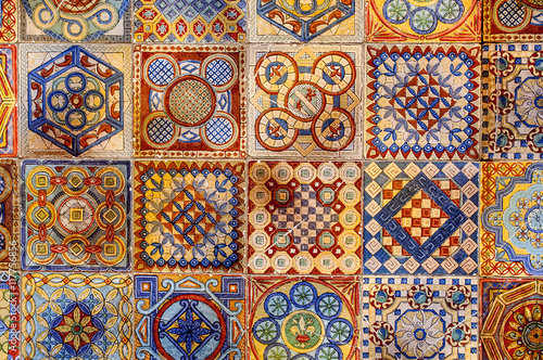 Canvas Print Asian tiles with traditional patterns