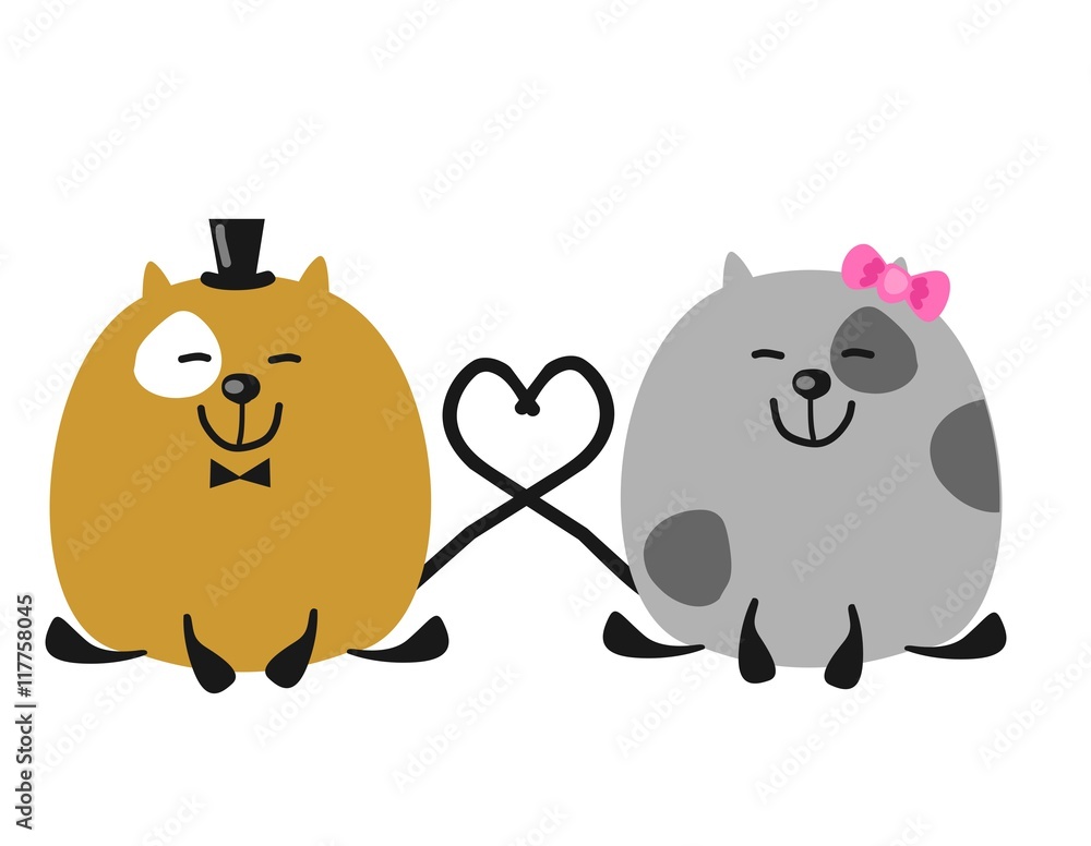 Obraz premium Коты молодожены