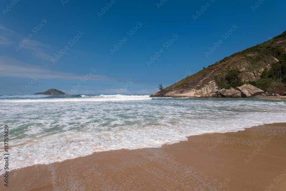 Empty tropical Grumari beach near Rio de Janeiro city Empty tropical Grumari beach near Rio de Janeiro city