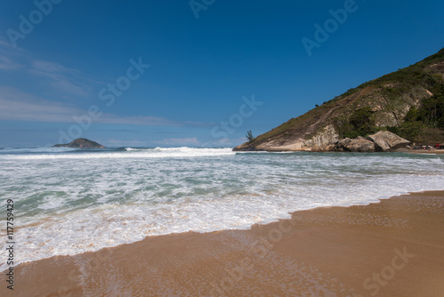 Empty tropical Grumari beach near Rio de Janeiro city