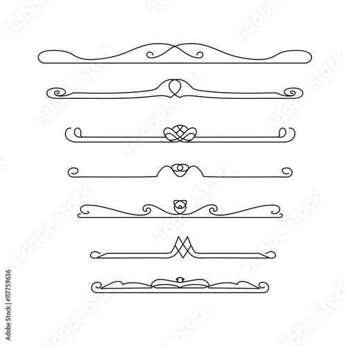  Vintage vector line elements. Set of calligraphic decorative dividers