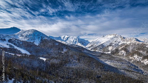 Top view of winter Tatra mountains, Poland