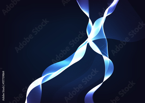 Blue wavy ribbon on a dark background