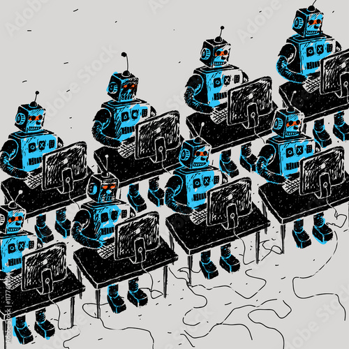 Group of Robots and personal computer