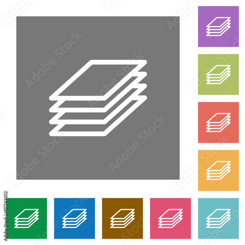 Printing papers square flat icons