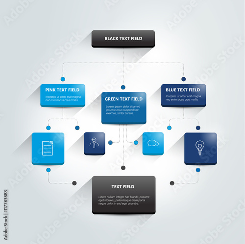 Infographics flowchart. Colored shadows scheme.