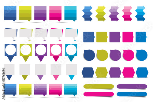 Big set of infographics flat design elements, schemes, charts, buttons, speech bubbles, stickers. Vector illustration.