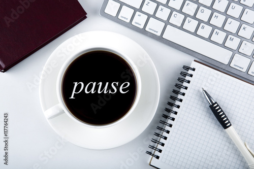 Bild auf Leinwand cup of coffee on your desktop