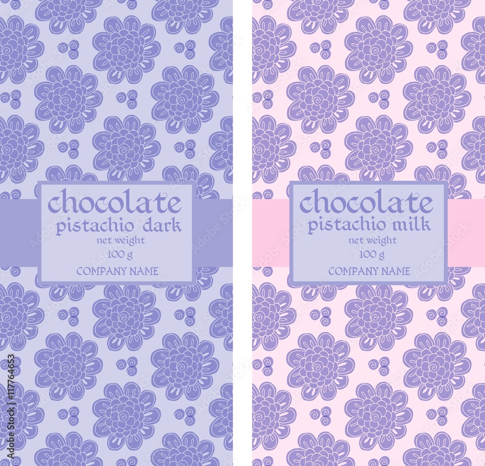 Collection of seamless patterns for chocolate and cocoa packaging. Vector illustration.