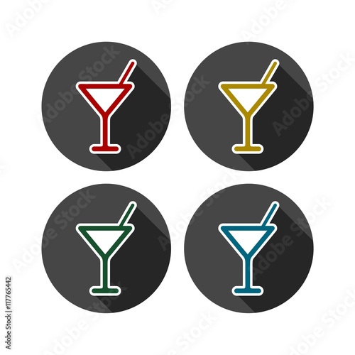 Martini Glass Icon, Set of drinks icons