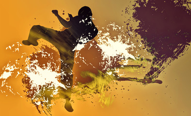 Ingelijste posters Vechtsport Vechtsporter in dynamische pose  © zeber