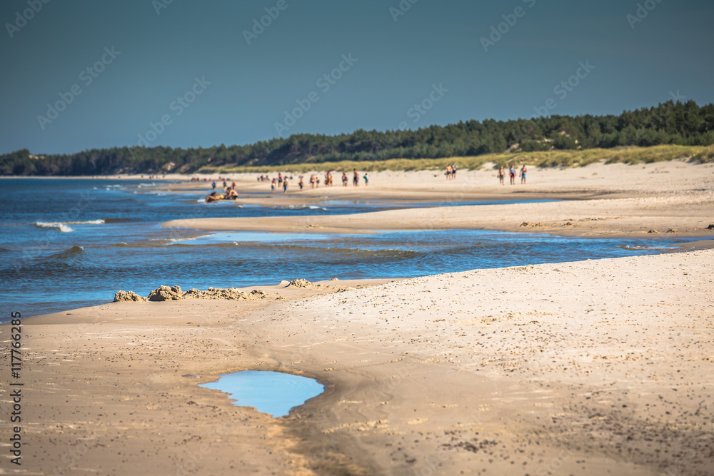 Sandy beach in Leba town, Baltic Sea, Poland Sandy beach in Leba town, Baltic Sea, Poland