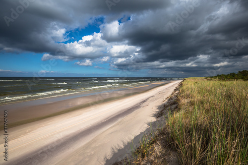 A view of beautiful sandy beach in Leba town  Baltic Sea  Poland