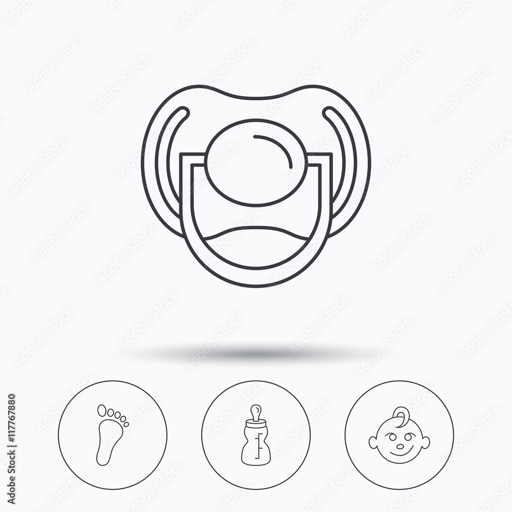 Pacifier, baby boy and bottle icons. Pacifier, baby boy and bottle icons.