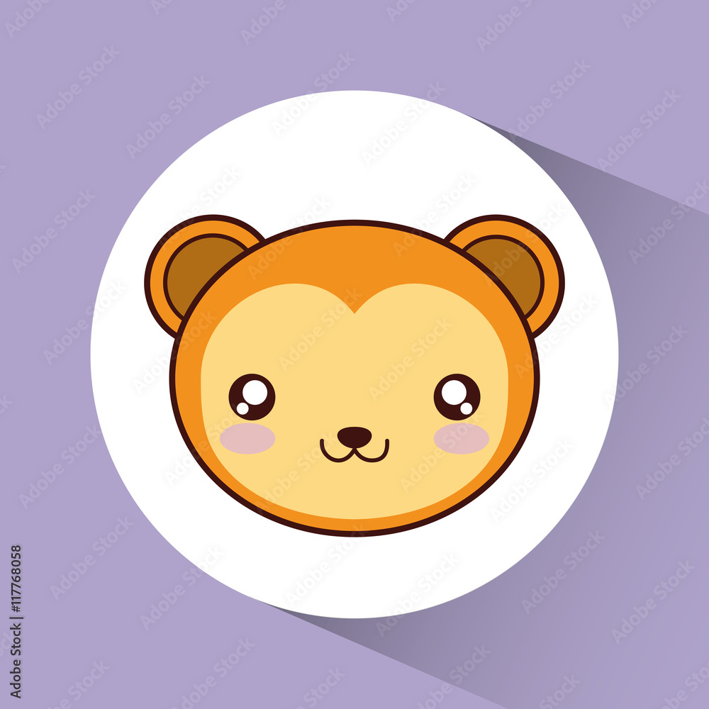 Cute animal design represented by kawaii bear icon over circle. Colorfull and flat illustration. Cute animal design represented by kawaii bear icon over circle. Colorfull and flat illustration.