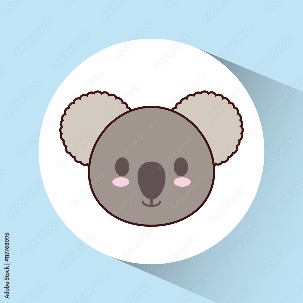 Cute animal design represented by kawaii koala icon over circle. Colorfull and flat illustration. Cute animal design represented by kawaii koala icon over circle. Colorfull and flat illustration.