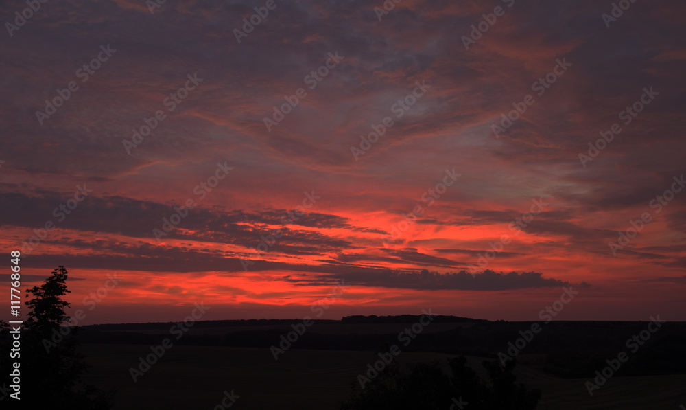 Red orange sunrise in Palava area